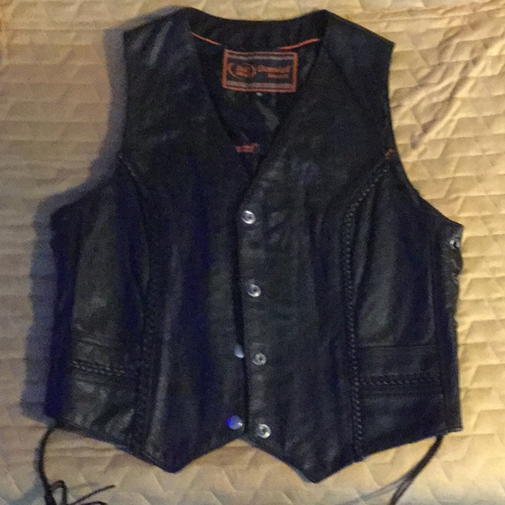 Leather motorcycle vest